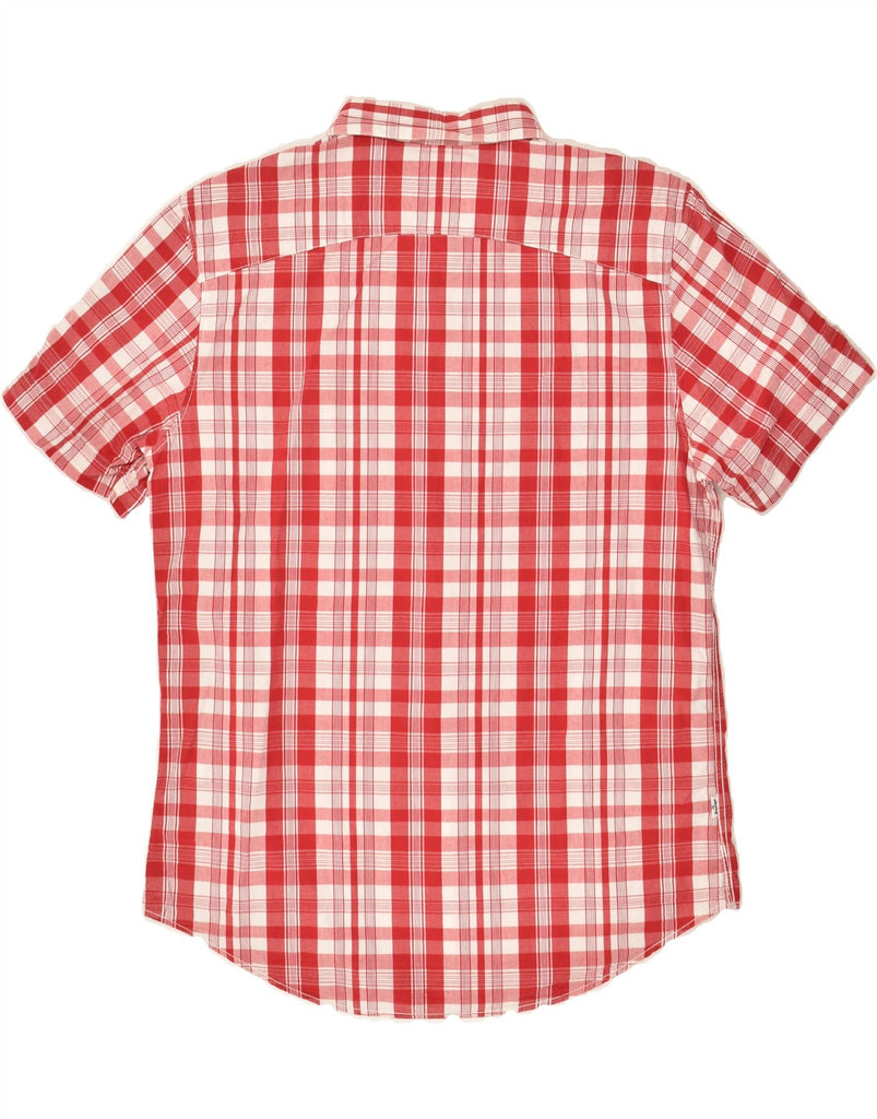 LEVI'S Mens Slim Fit Short Sleeve Shirt Large Red Check Cotton Vintage Levi's and Second-Hand Levi's from Messina Hembry 