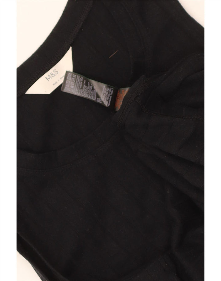 Marks & Spencer Womens Vest Top UK 16 Large Black Polyester