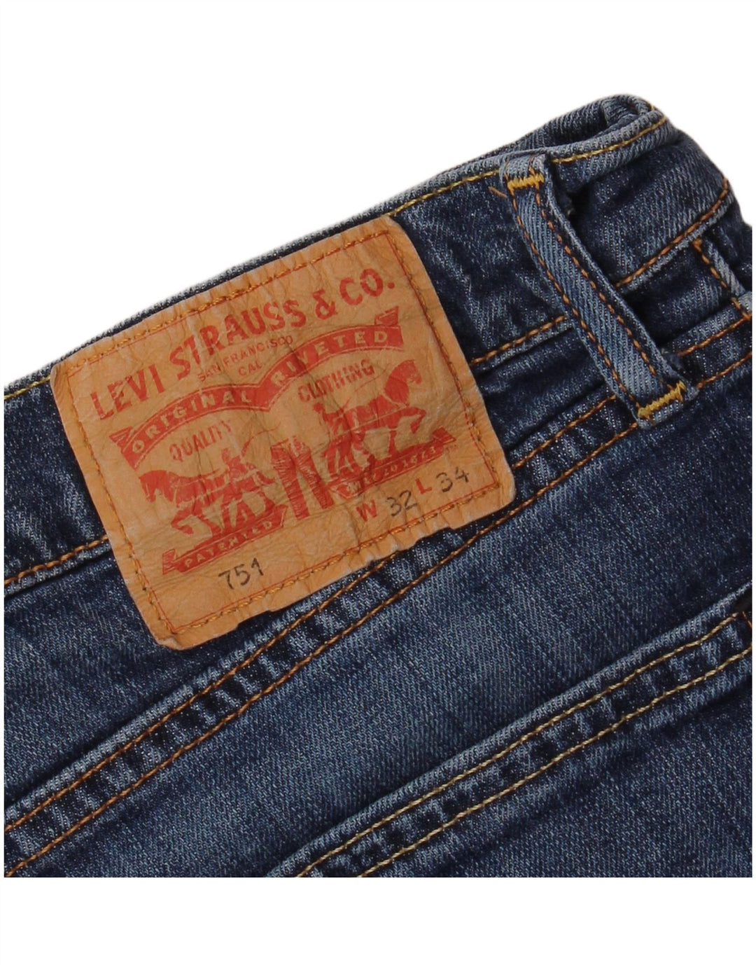 LEVI'S Mens 751 Distressed Straight Jeans W32 L34 Blue