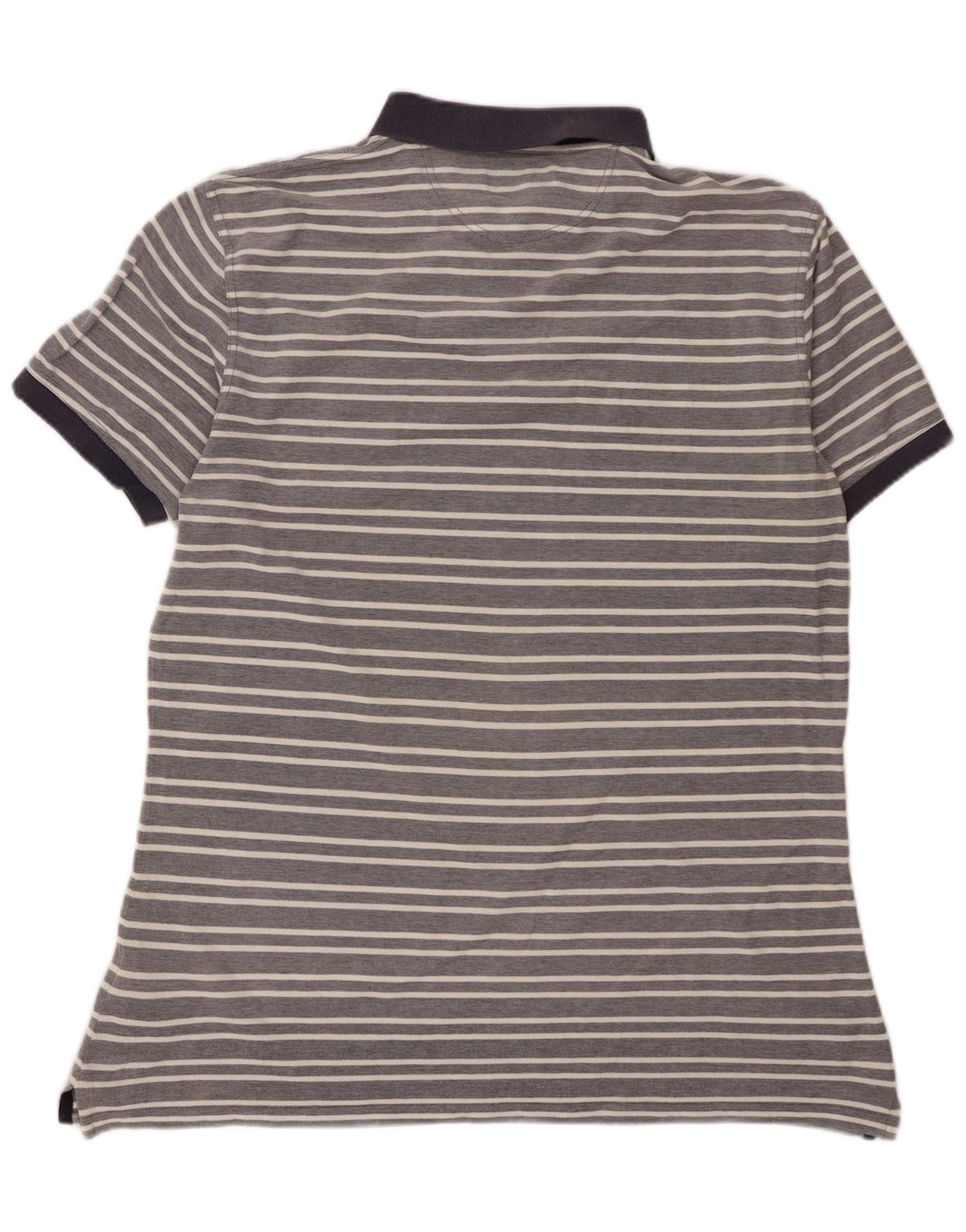 Barbour Mens Polo Shirt XL Grey Striped Cotton