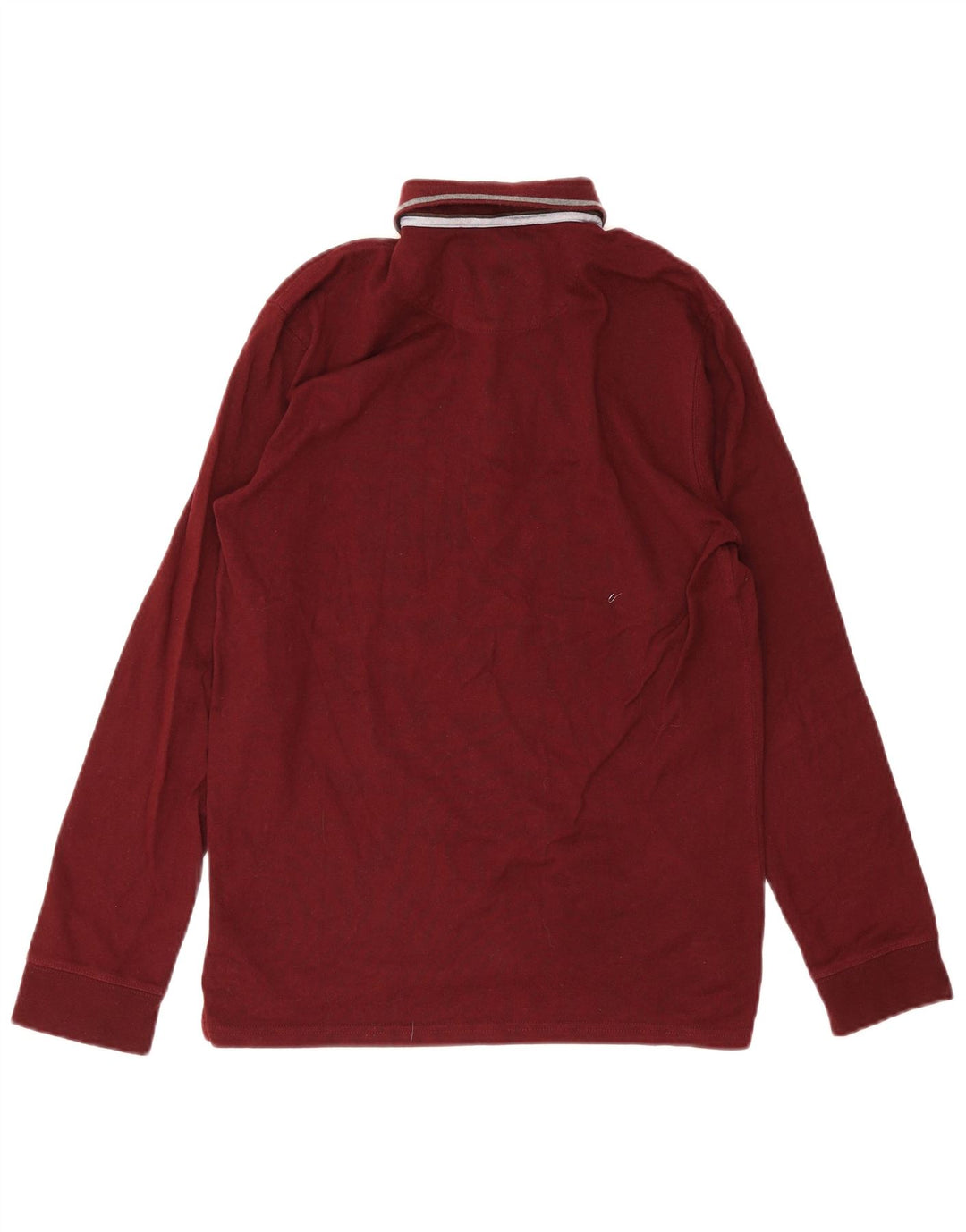 Massimo Dutti Mens Long Sleeve Polo Shirt Small Burgundy