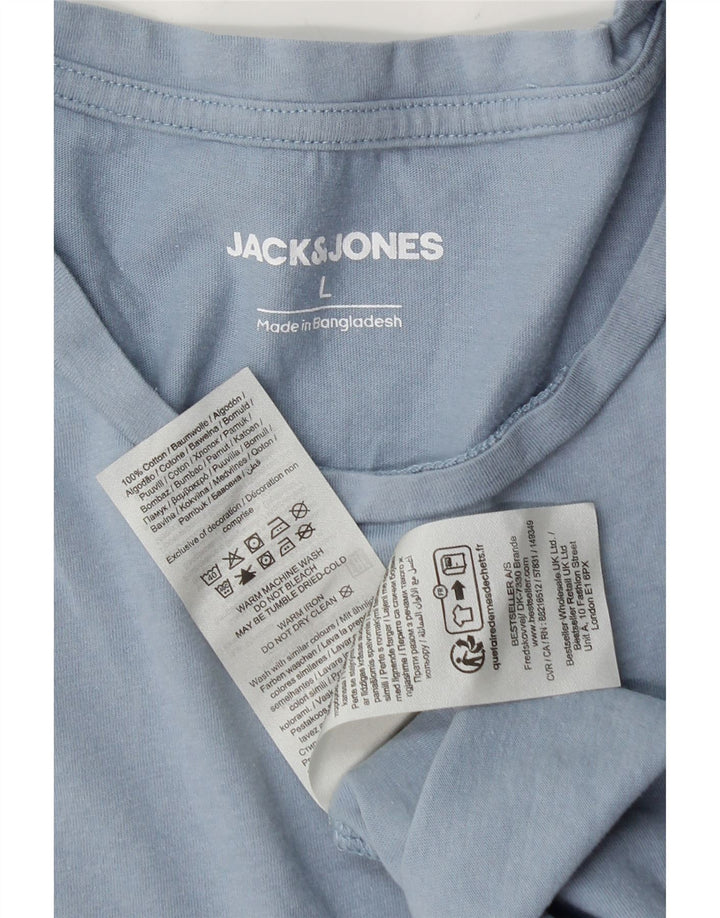 JACK & JONES Mens Graphic T-Shirt Top Large Blue Cotton