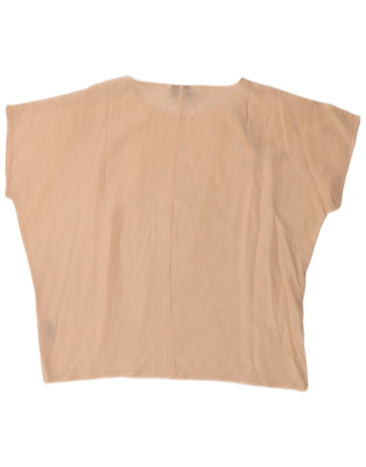 Amaranto Womens Oversized Blouse Top UK 16 Large Beige Silk