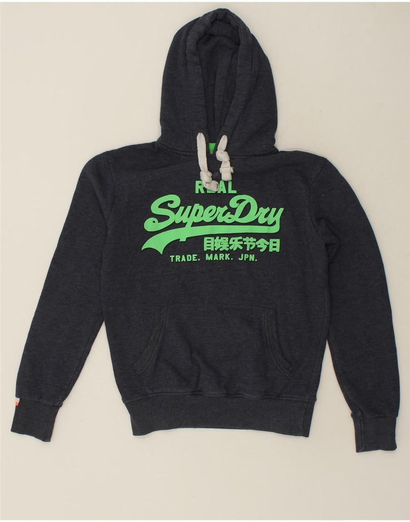 SUPERDRY Mens Graphic Hoodie Jumper Small Navy Blue Cotton | Vintage Superdry | Thrift | Second-Hand Superdry | Used Clothing | Messina Hembry 