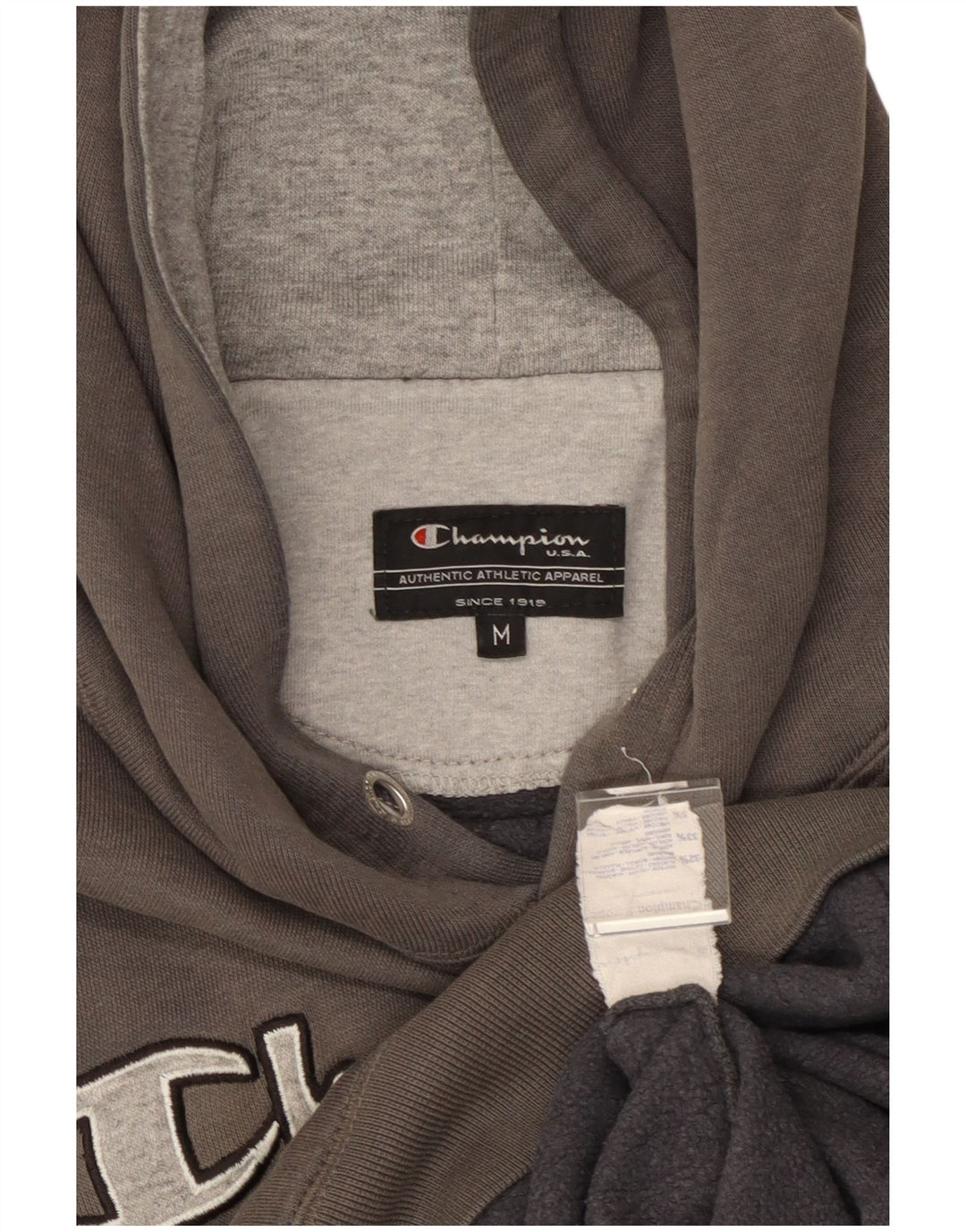 CHAMPION Mens Graphic Hoodie Jumper Medium Grey Cotton