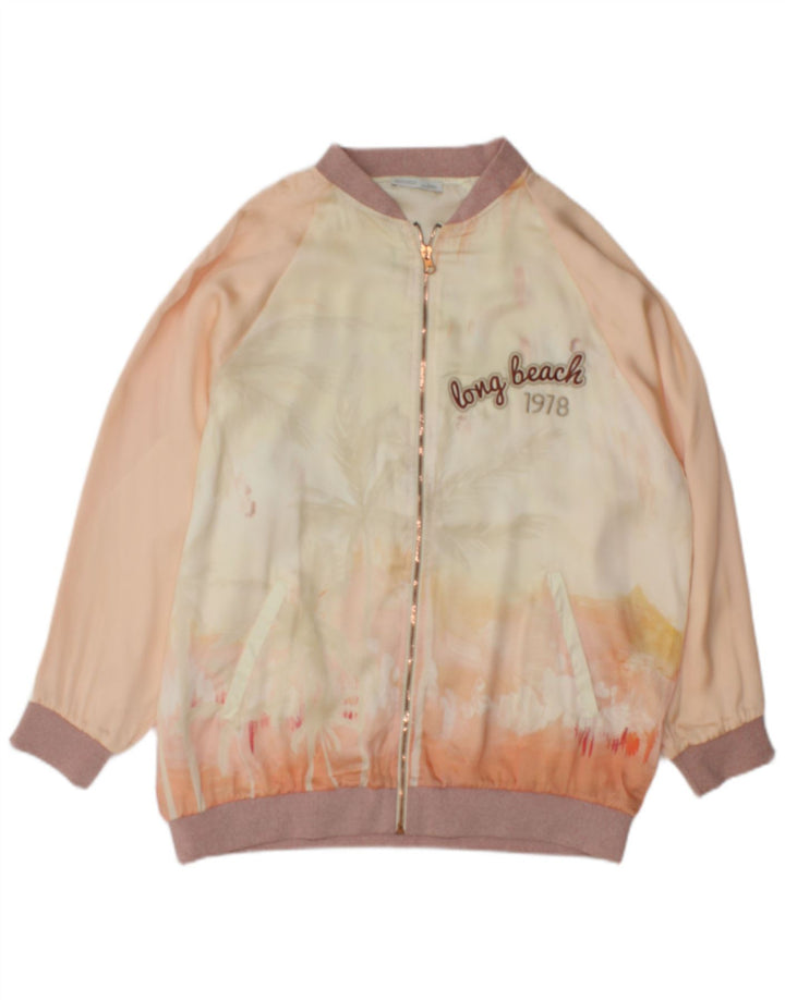 Zara Womens Graphic Bomber Jacket UK 10 Small Multicoloured Tie Dye