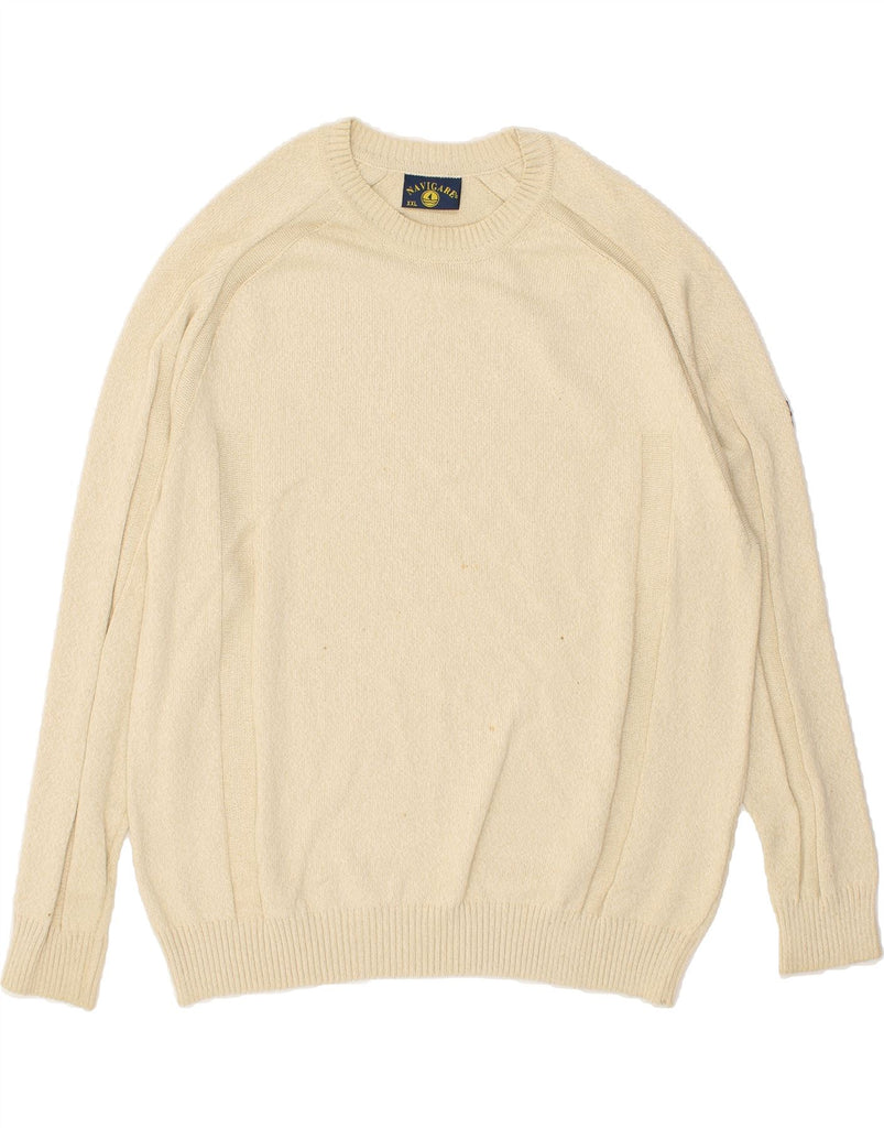 NAVIGARE Mens Crew Neck Jumper Sweater 2XL Beige Cotton | Vintage Navigare | Thrift | Second-Hand Navigare | Used Clothing | Messina Hembry 