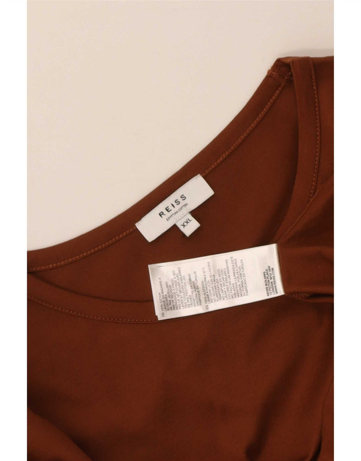 Reiss Mens T-Shirt Top 2XL Brown Cotton