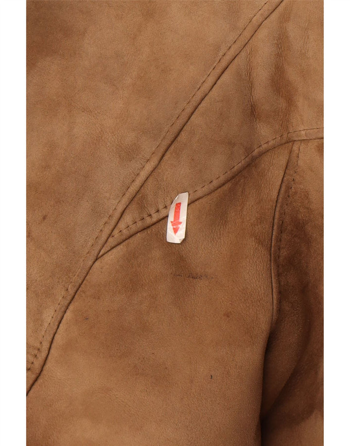 Vintage Womens Oversized Shearling Jacket IT 48 XL Brown Shearling