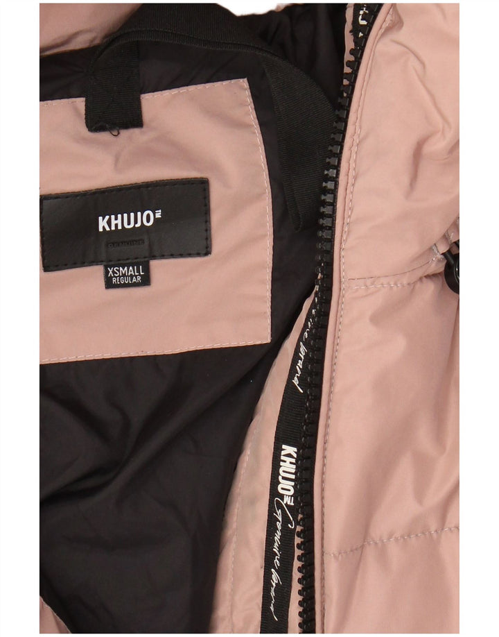 KHUJO Womens Oversized Hooded Padded Coat UK 6 XS Pink Polyester