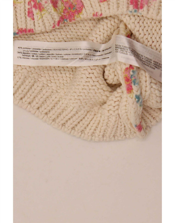 Zara Womens Crop Vest Tank Top UK 12 Medium White Floral Polyester