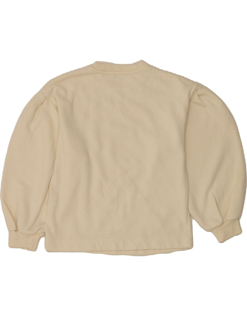 ZARA Womens Sweatshirt Jumper UK 14 Medium Off White Cotton Vintage Zara and Second-Hand Zara from Messina Hembry 