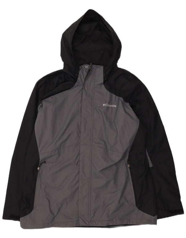 Columbia Mens Hooded Windbreaker Jacket UK 42 XL Grey Colourblock Nylon