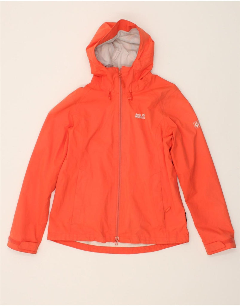 JACK WOLFSKIN Womens Hooded Rain Jacket UK 12 Medium  Orange Polyester | Vintage Jack Wolfskin | Thrift | Second-Hand Jack Wolfskin | Used Clothing | Messina Hembry 