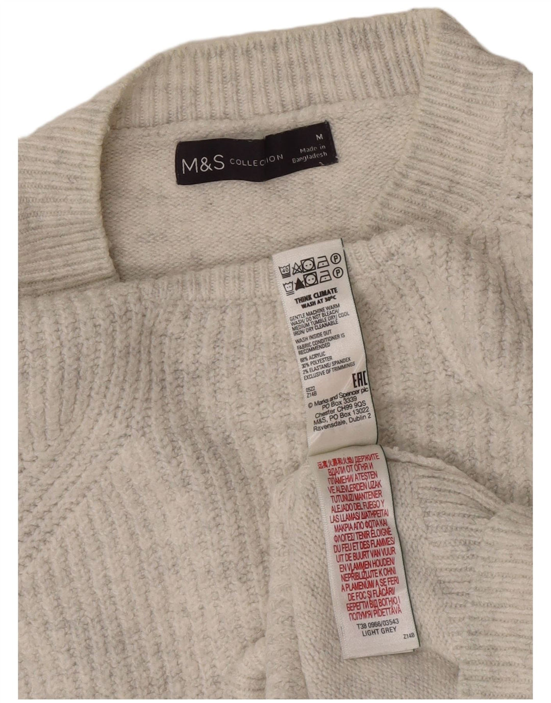 Marks & Spencer Womens Boat Neck Jumper Sweater UK 14 Medium Grey Flecked