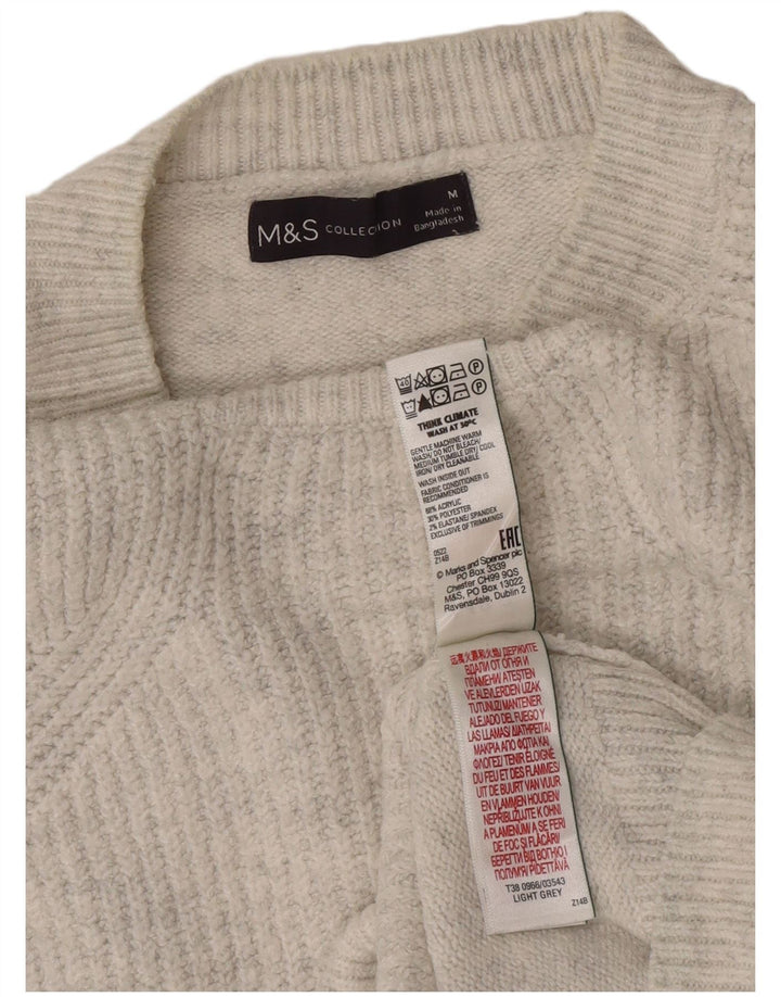 Marks & Spencer Womens Boat Neck Jumper Sweater UK 14 Medium Grey Flecked