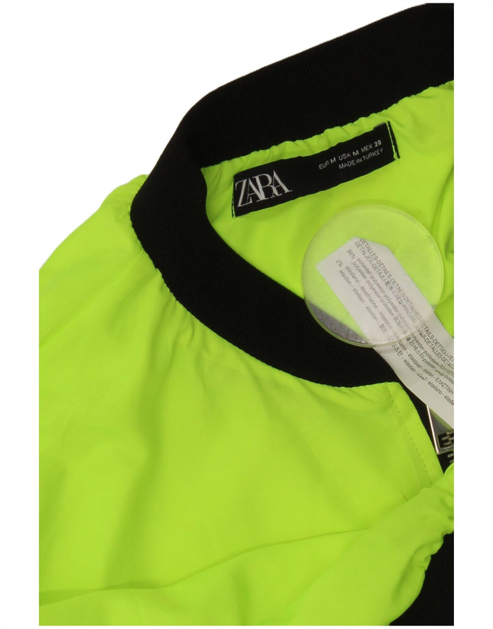 Zara Womens Crop Tracksuit Top Jacket UK 14 Medium Yellow Colourblock