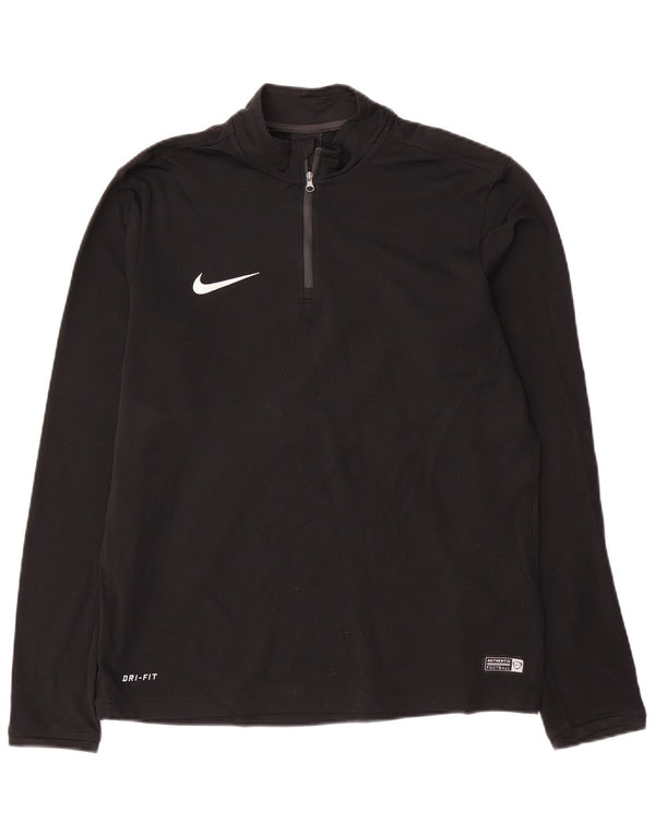 Nike Mens Dri Fit Zip Neck Pullover Tracksuit Top Medium Black Polyester