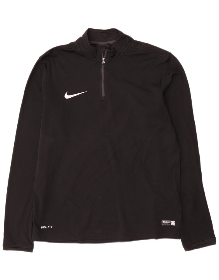 Nike Mens Dri Fit Zip Neck Pullover Tracksuit Top Medium Black Polyester