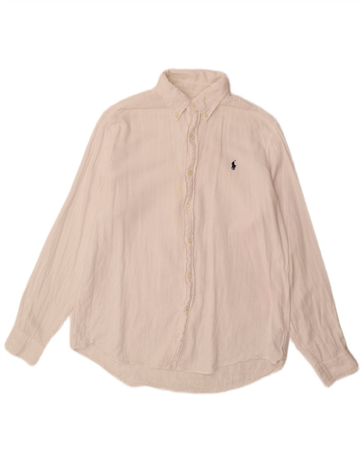 Ralph Lauren Mens Custom Fit Shirt Large White Cotton