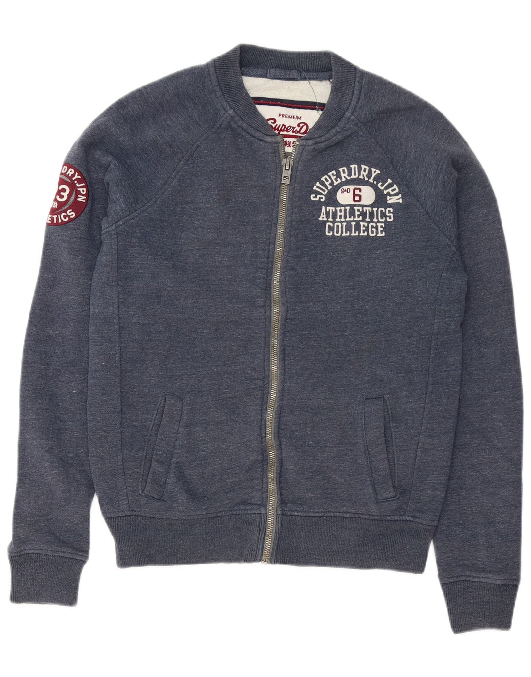 Superdry Mens Graphic Tracksuit Top Jacket Medium Navy Blue Flecked Cotton
