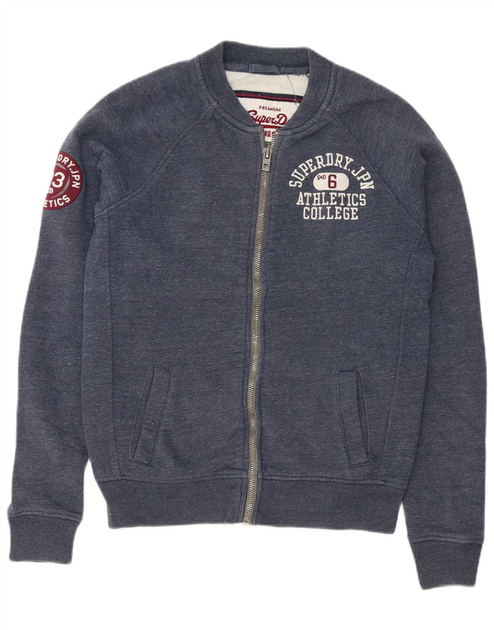 Superdry Mens Graphic Tracksuit Top Jacket Medium Navy Blue Flecked Cotton