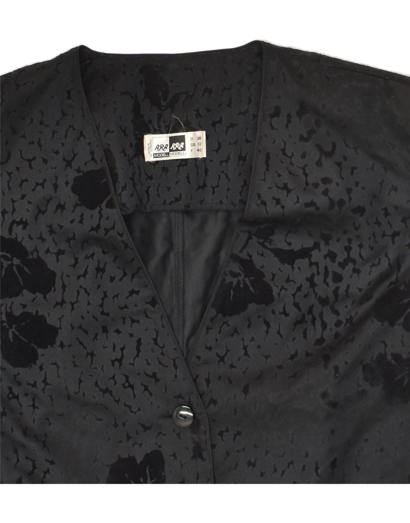VINTAGE Womens 3 Button Blazer Jacket UK 12 Medium Black Floral | Vintage Vintage | Thrift | Second-Hand Vintage | Used Clothing | Messina Hembry 