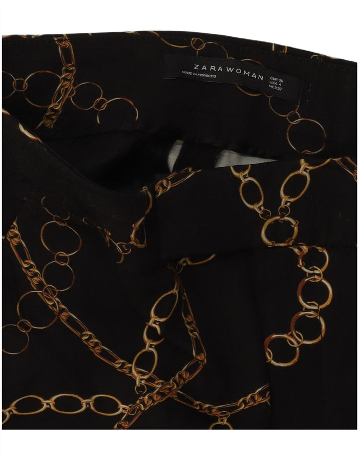 ZARA Womens Abstract Pattern Casual Trousers EU 36 XS W26 L27 Black