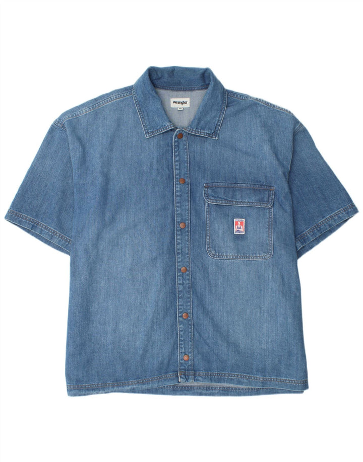 Wrangler Mens Short Sleeve Denim Shirt 2XL Blue Cotton
