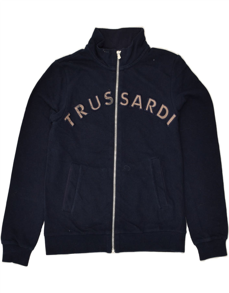 TRUSSARDI JUNIOR Boys Graphic Tracksuit Top Jacket 9-10 Years Navy Blue | Vintage Trussardi Junior | Thrift | Second-Hand Trussardi Junior | Used Clothing | Messina Hembry 