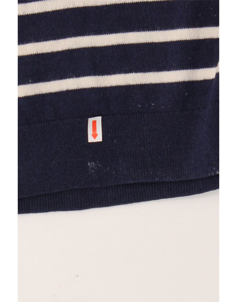 HOBBS Womens Crew Neck Jumper Sweater UK 16 Large Navy Blue Striped Cotton Vintage Hobbs and Second-Hand Hobbs from Messina Hembry 