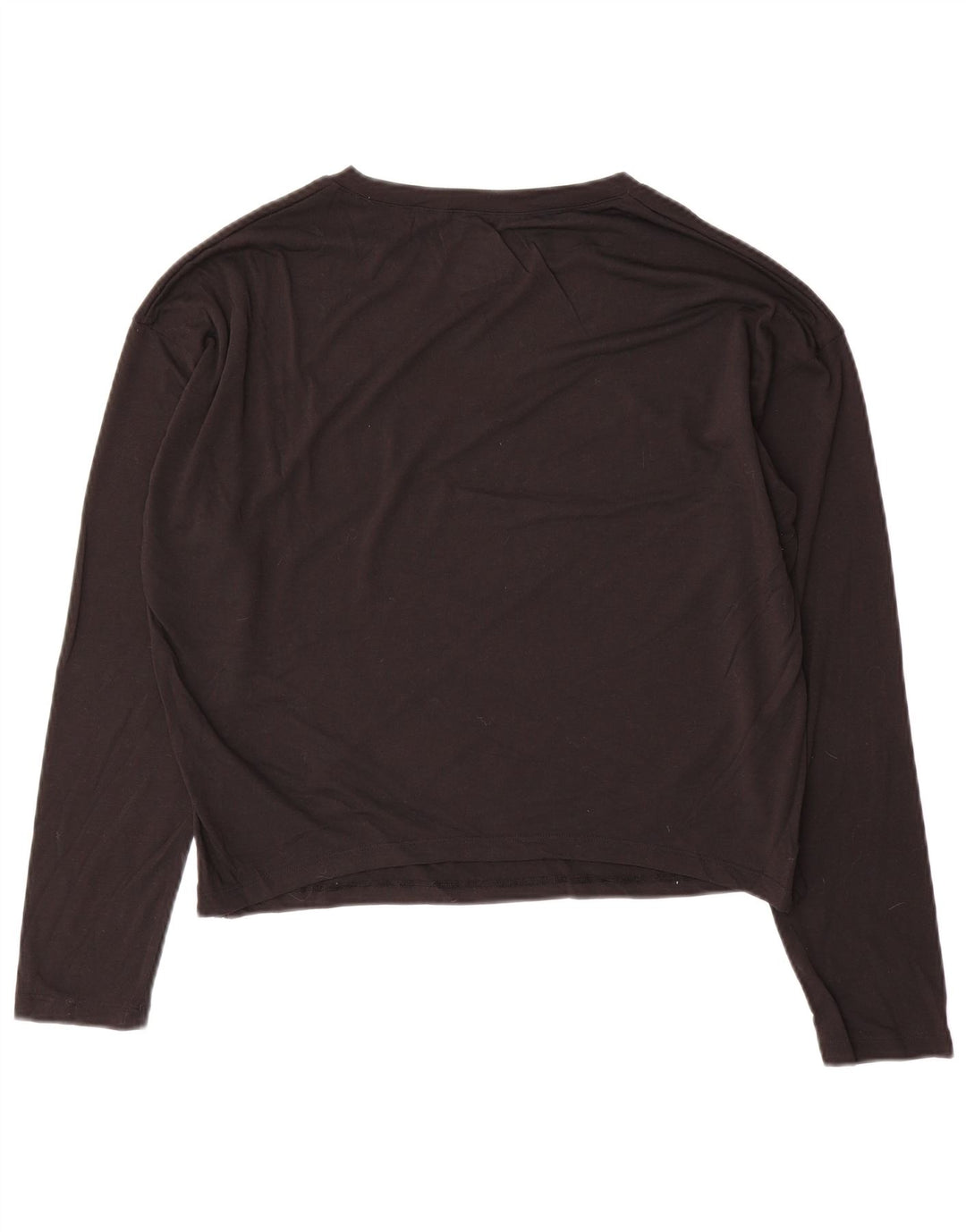 REEBOK Womens Crop Top Long Sleeve UK 12/14 Medium Black Polyester