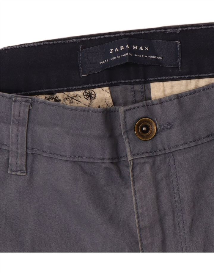Zara Mens Slim Chino Trousers EU 38 Small W30 L32 Blue
