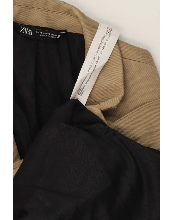 Zara Mens 1 Button Blazer Jacket EU 50 Medium Beige Polyester