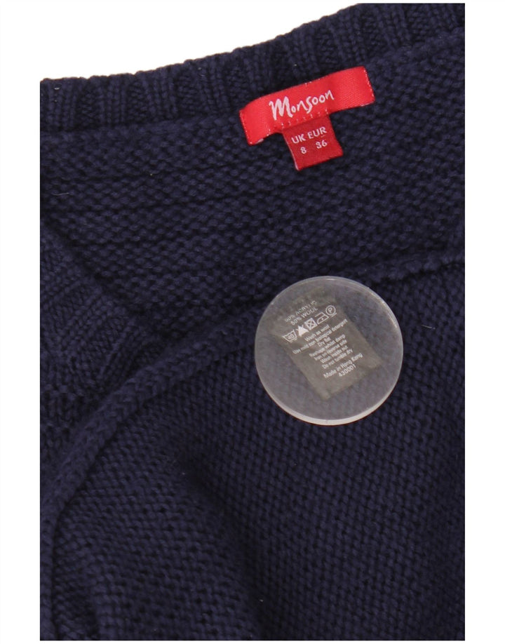 MONSOON Womens Longline Cardigan Sweater UK 8 Small  Navy Blue Acrylic