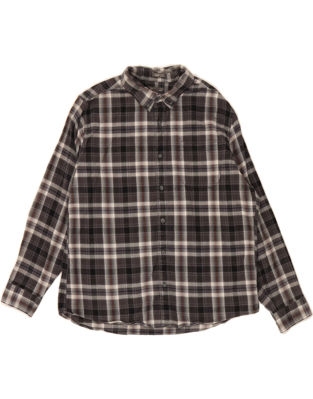 EDDIE BAUER Mens Classic Fit Flannel Shirt XL Grey Check Cotton Vintage Eddie Bauer and Second-Hand Eddie Bauer from Messina Hembry 