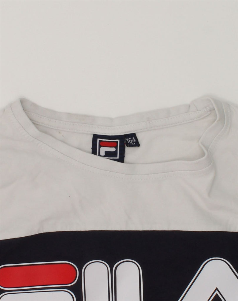 FILA Boys Graphic T-Shirt Top 13-14 Years Grey Colourblock Cotton | Vintage Fila | Thrift | Second-Hand Fila | Used Clothing | Messina Hembry 