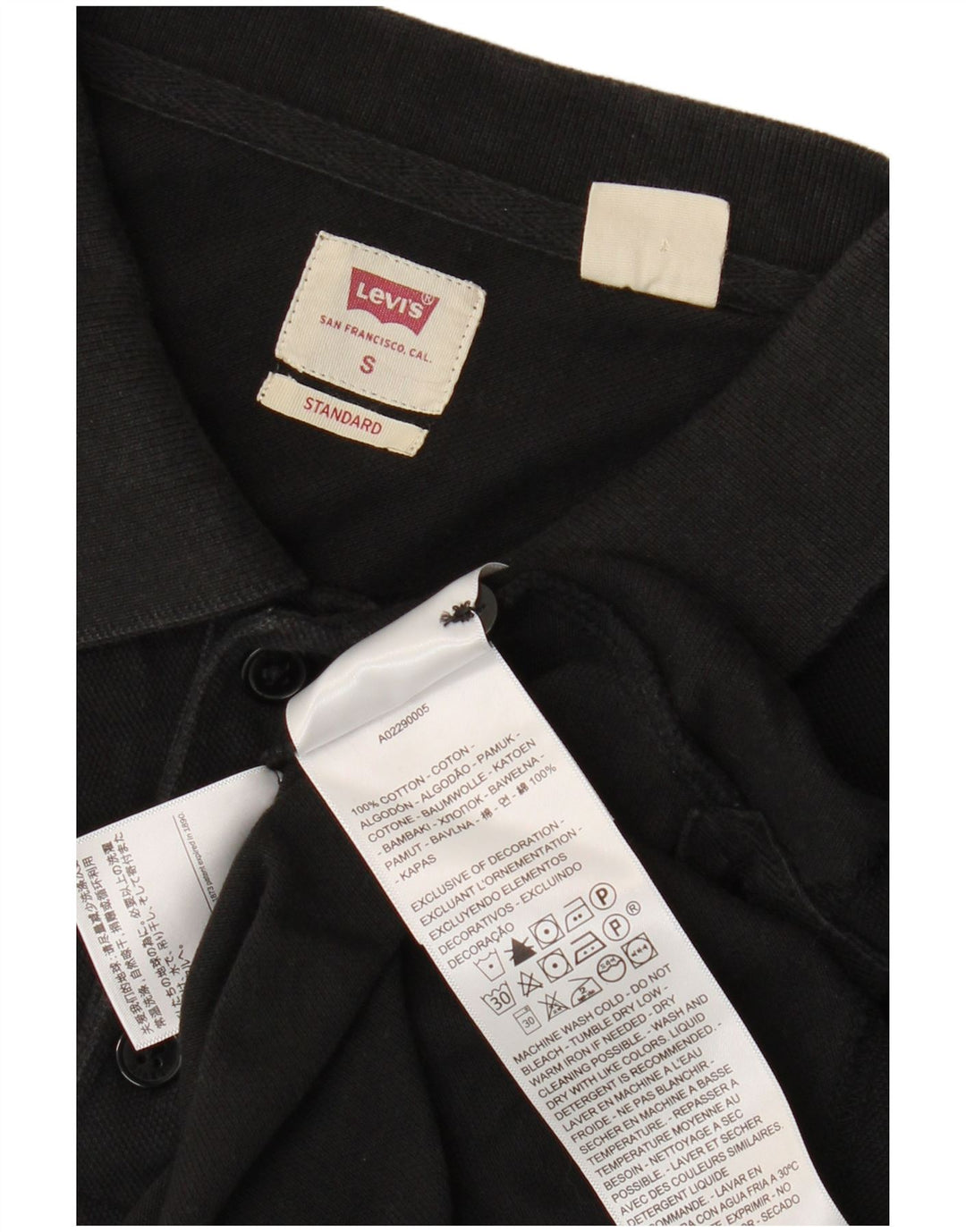 Levi's Mens Standard Polo Shirt Small Black Cotton