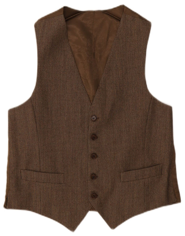 Vintage Mens Waistcoat IT 48 Small Brown
