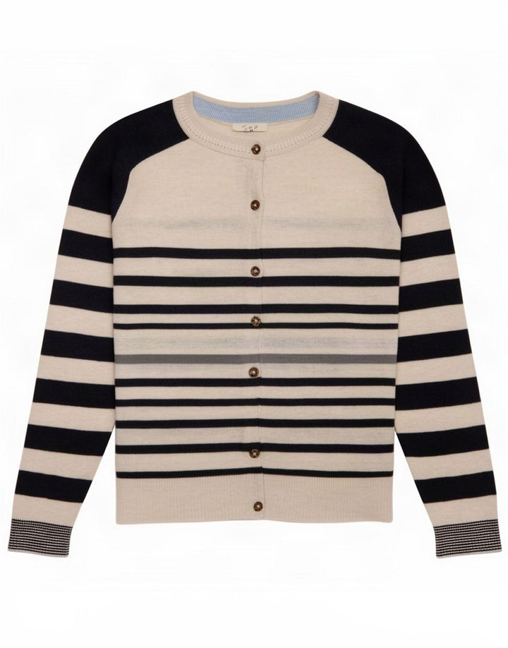White Stuff Womens Cardigan Sweater UK 12 Medium Striped Cotton
