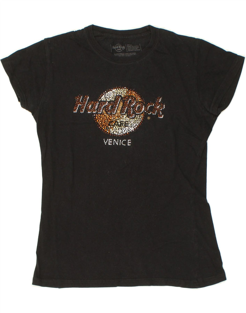 HARD ROCK CAFE Womens Madrid Graphic T-Shirt Top UK 10 Small Black Cotton | Vintage Hard Rock Cafe | Thrift | Second-Hand Hard Rock Cafe | Used Clothing | Messina Hembry 