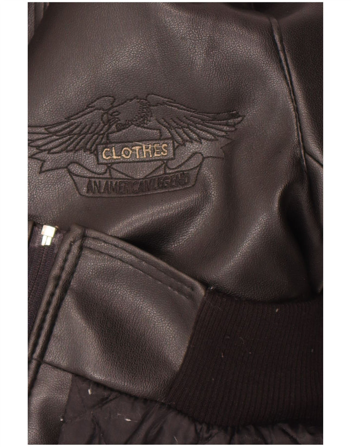 American Legend Mens Motorstyle Graphic Leather Jacket UK 40 Large Black