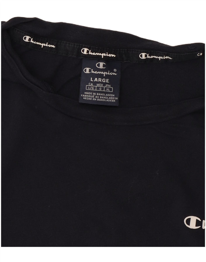 CHAMPION Mens T-Shirt Top Large Navy Blue Cotton