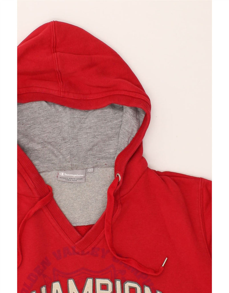 CHAMPION Womens Graphic Hoodie Jumper UK 18 XL Red Cotton | Vintage Champion | Thrift | Second-Hand Champion | Used Clothing | Messina Hembry 