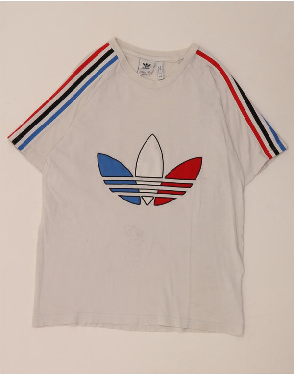 Adidas Mens Graphic T-Shirt Top Medium White Cotton
