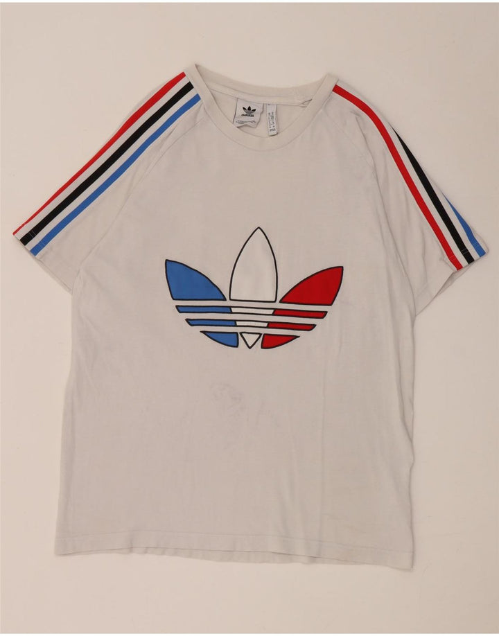 Adidas Mens Graphic T-Shirt Top Medium White Cotton
