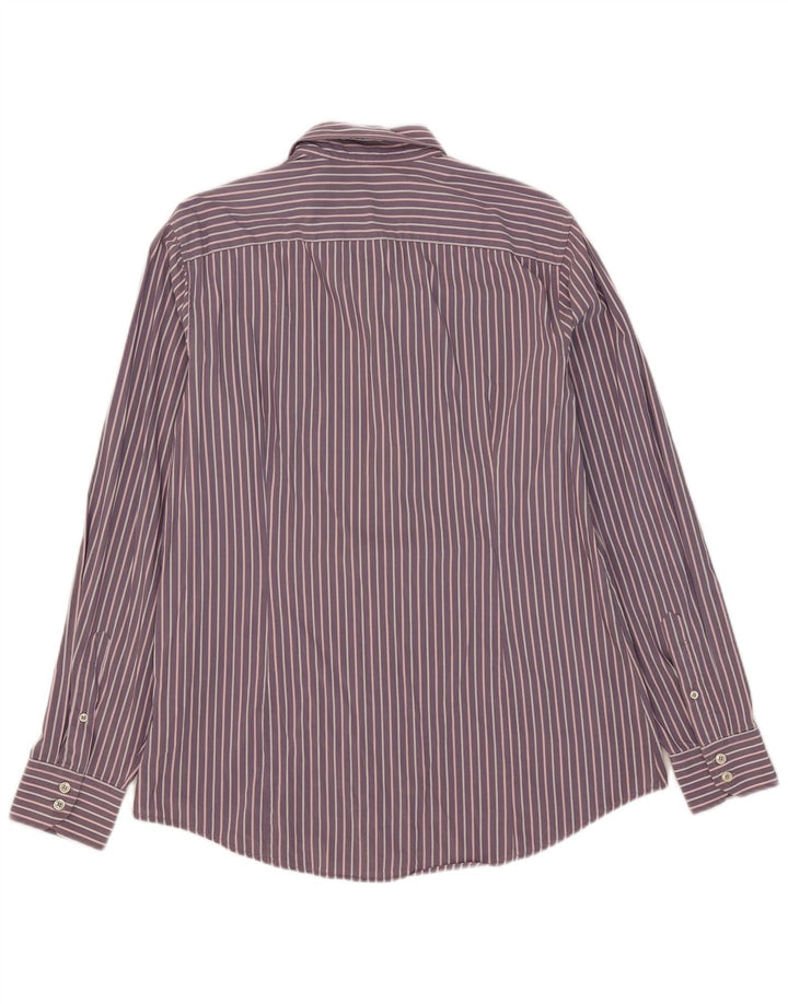 Benetton Mens Shirt XL Purple Striped Cotton