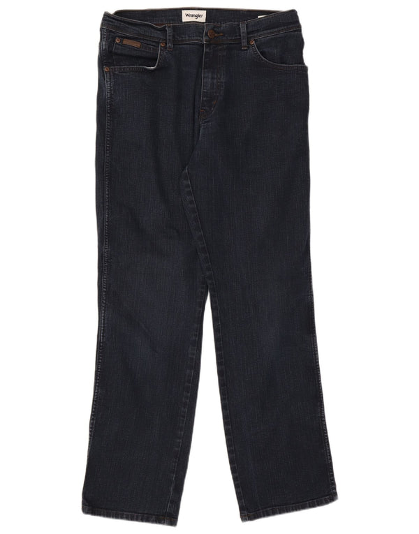Wrangler Mens Texas Straight Jeans W34 L32 Navy Blue Cotton