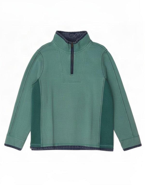 Fat Face Mens Zip Neck Sweatshirt Jumper XL Turquoise Colourblock Cotton