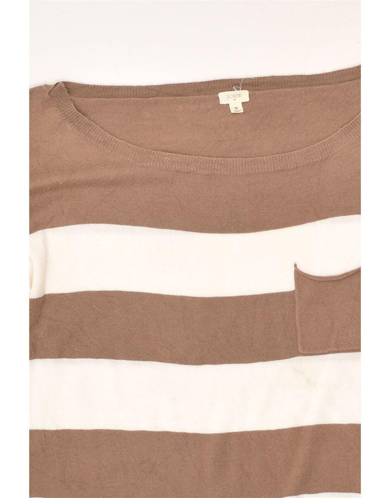 J. CREW Womens Boat Neck Jumper Sweater UK 10 Small Brown Striped Cotton | Vintage J. Crew | Thrift | Second-Hand J. Crew | Used Clothing | Messina Hembry 